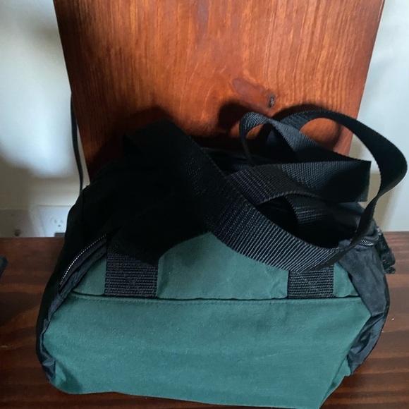 Vintage L.L. Bean Heritage Green Blue Mini Recycled Duffel Mountain Logo 20L Bag - Picture 12 of 15